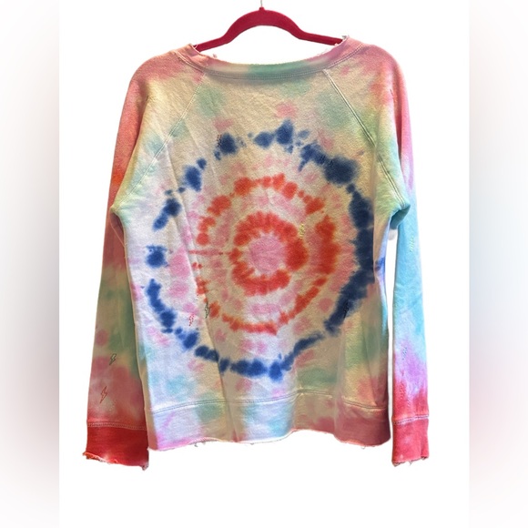 CHASER Linen/ Cotton Blend Tie Dye long sleeve comfy embroidered sweatshirt⚡️❤️✨ - Picture 6 of 9